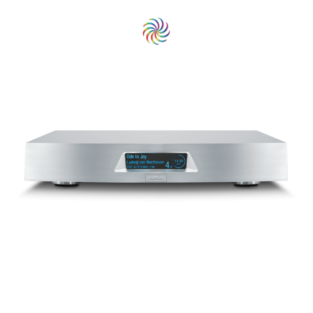 Mặt trước đầu phát Lumin X1 phiên bản flagship màu bạc